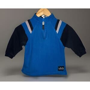 VTG KRU Kids Quarter Zip Blue Cotton Pullover 3T Y2K Colorblock Snowboard Top